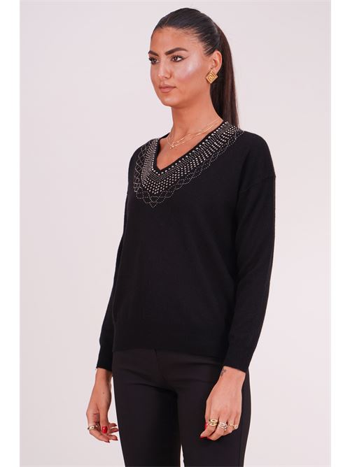 Maglia con strass Love To Love by Gai Mattiolo | LT896NERO